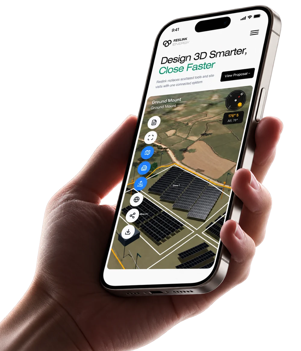 Reslink running a ground-mount 3D design on a phone