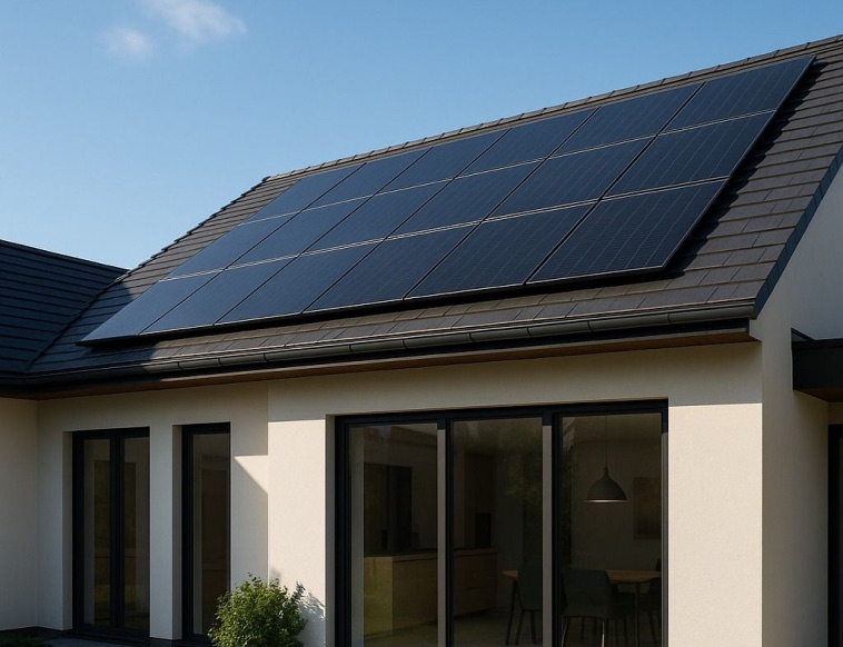Rooftop solar panels on a modern single-storey home