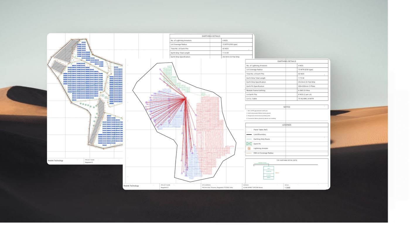 Single line diagram and PV array drawings generated by Reslink