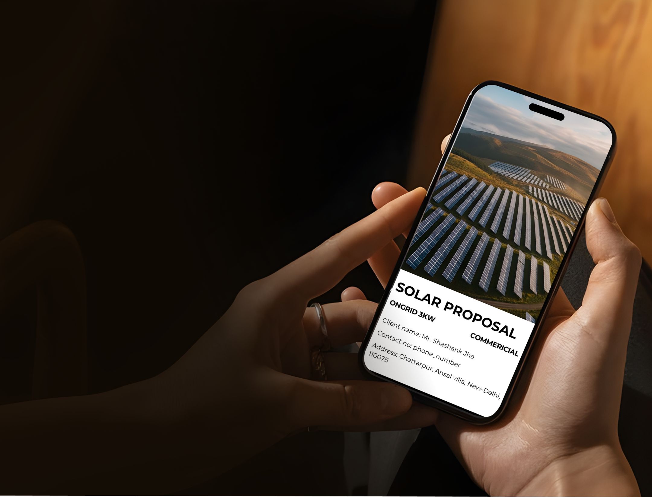 A solar proposal open on a phone